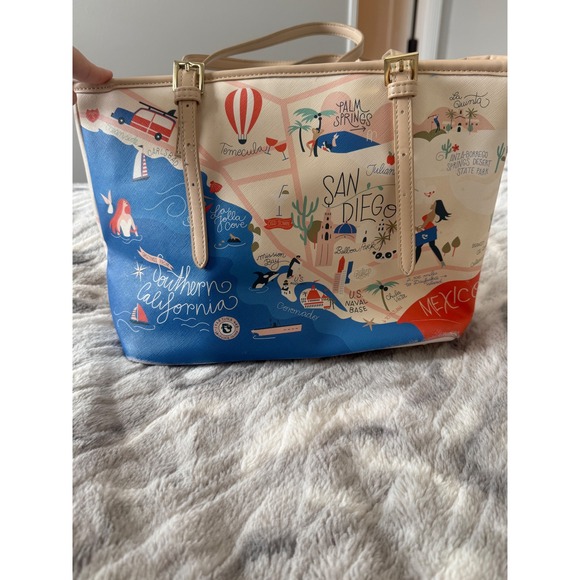 Spartina 449 Los Angeles California Map Tote Bag Travel Holiday California - Picture 2 of 7